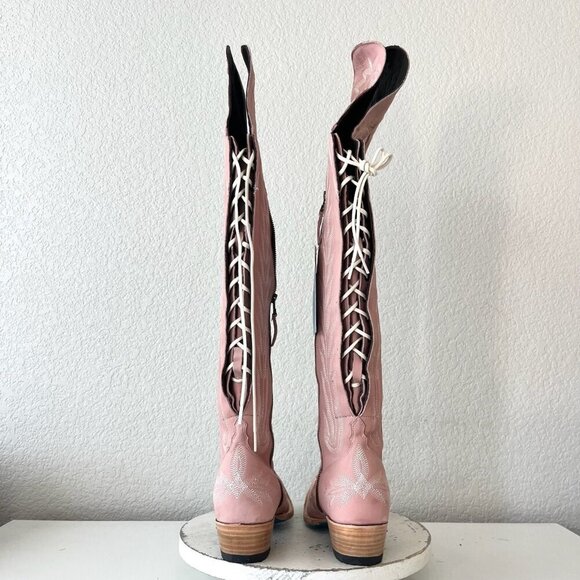 Lane LEXINGTON Over the Knee Womens Cowboy Boots 8.5 Pink Western Cowgirl Tall - Picture 4 of 16